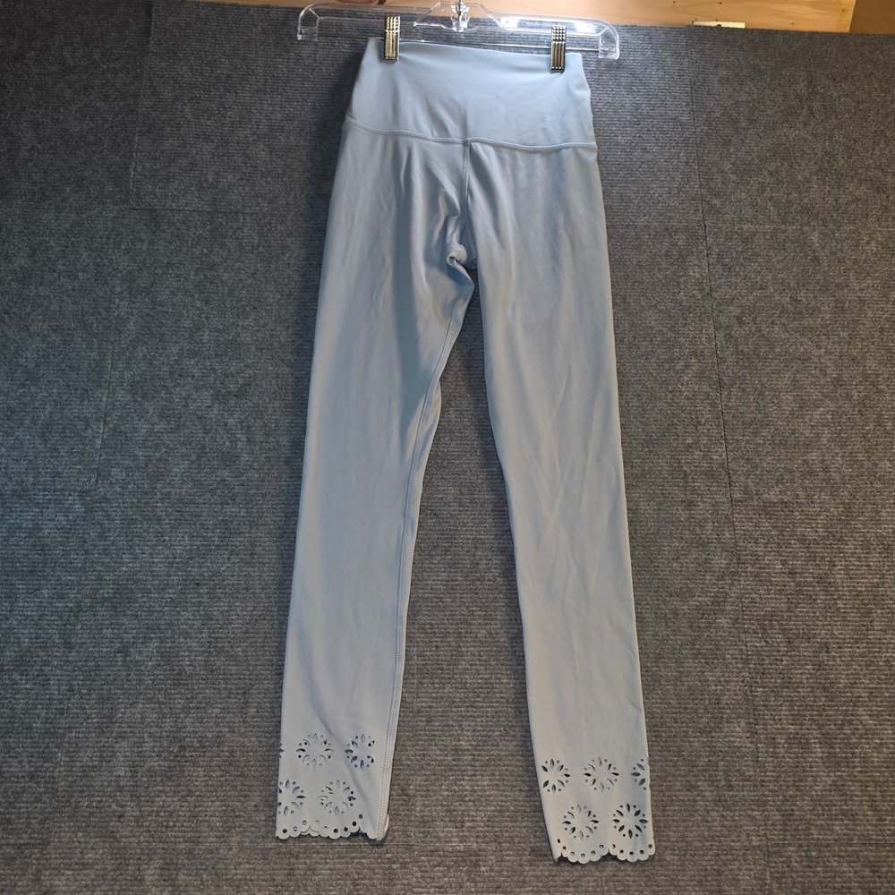 Glyder Leggings Women XS Light Blue Excellent Laser Cut Floral High Waisted